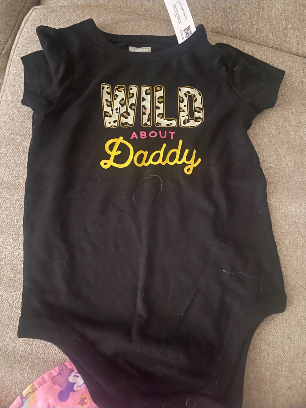 Garanimals Black One-Piece with Leopard 'Wild About Daddy' and Yellow Script